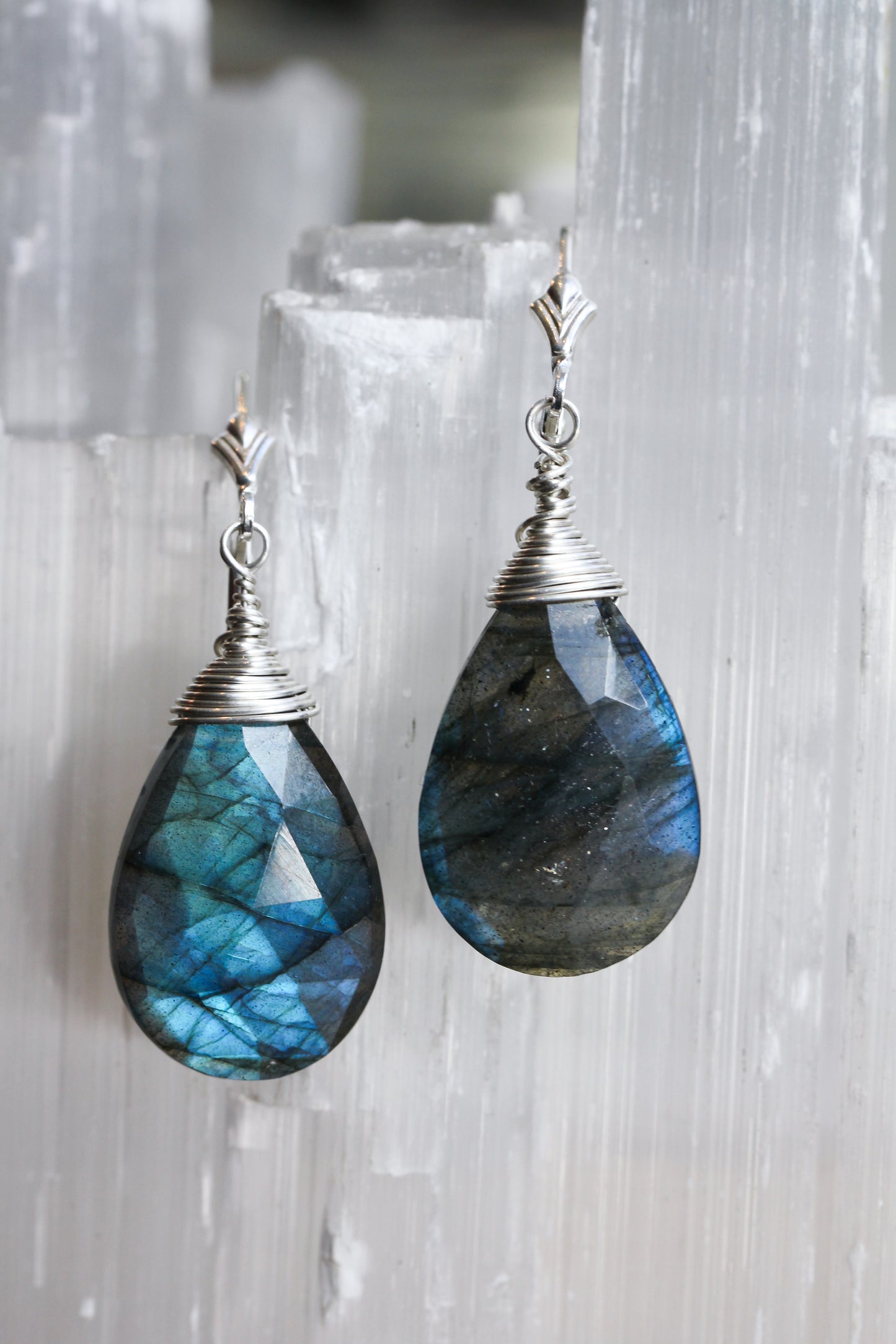 Labradorite Large Teardrop Earrings
