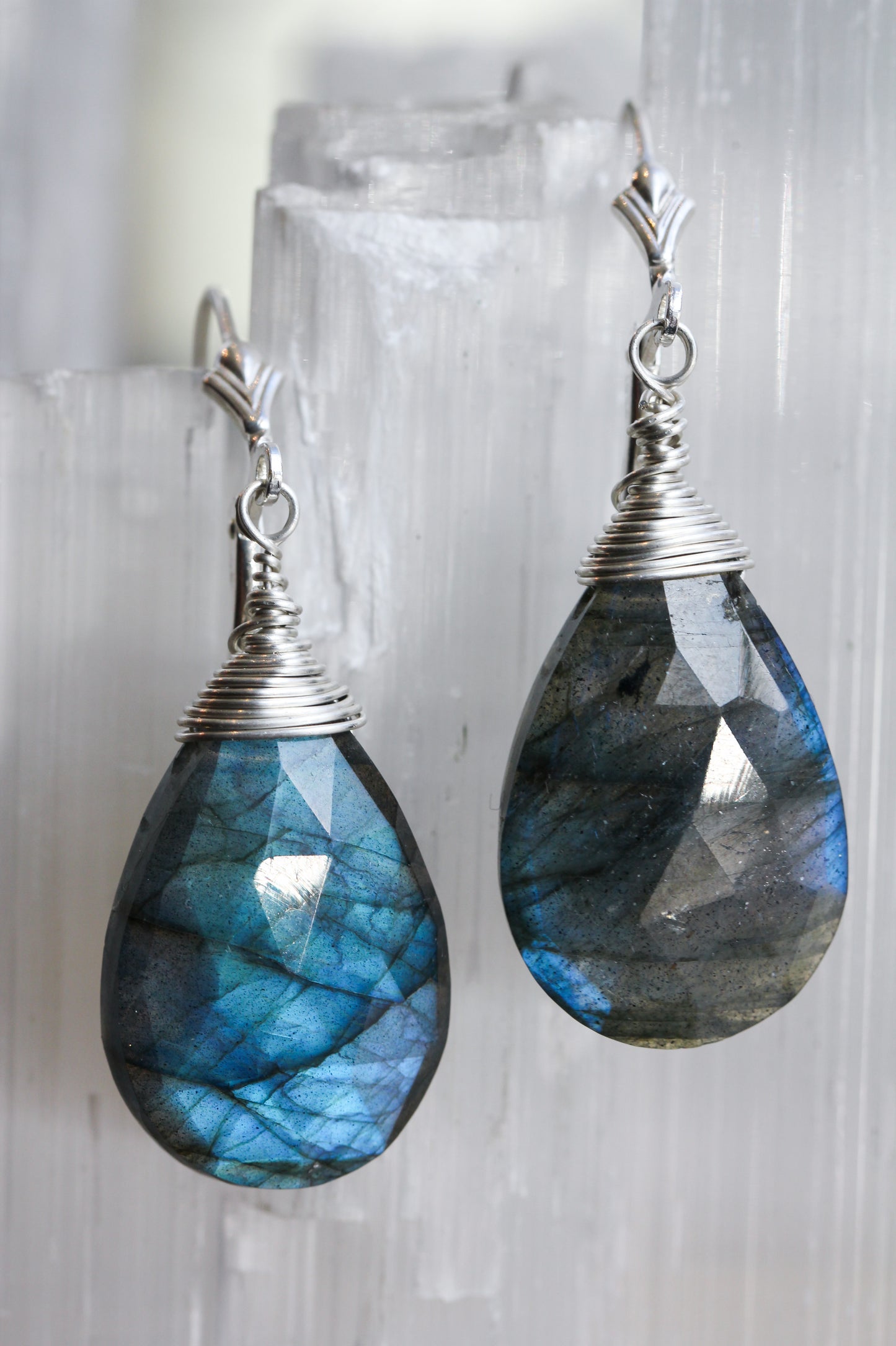 Labradorite Large Teardrop Earrings