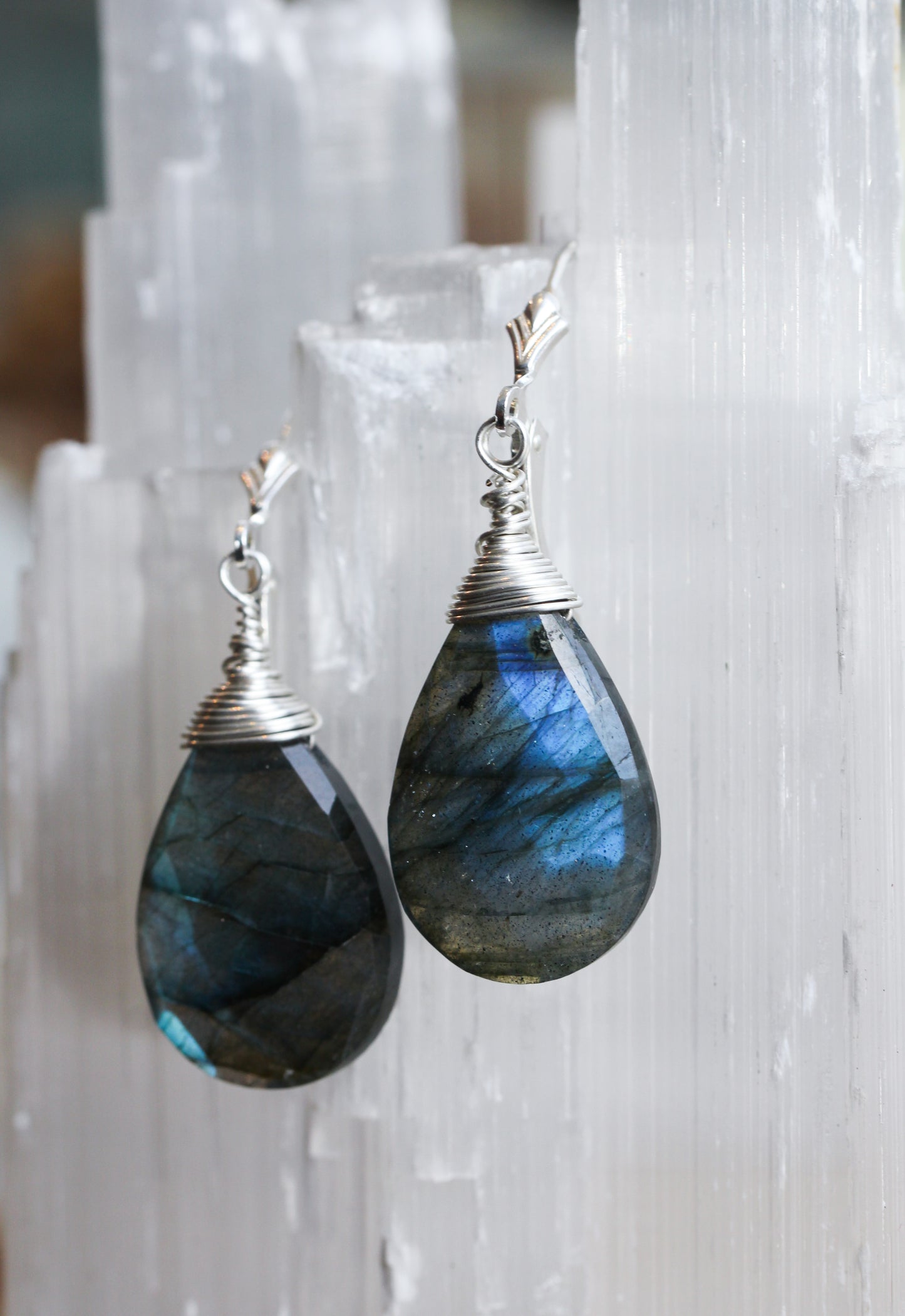 Labradorite Large Teardrop Earrings