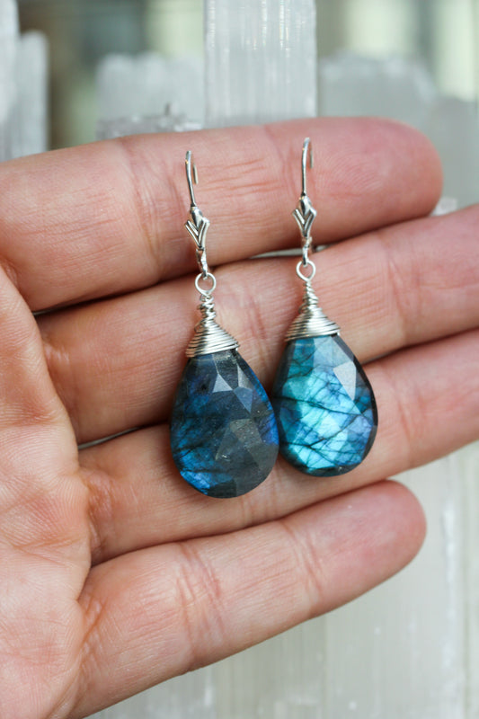 Labradorite Large Teardrop Earrings
