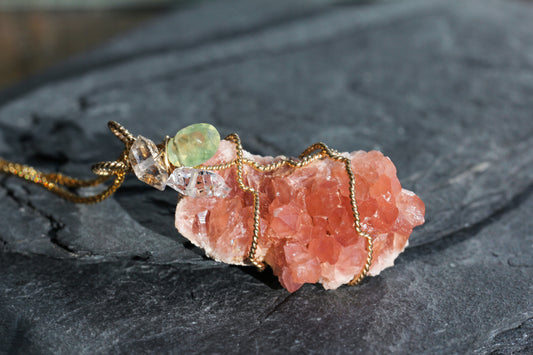 Pink Amethyst Prehnite Pendant