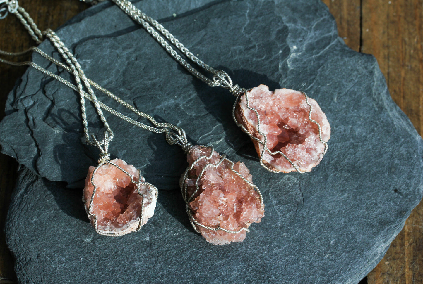 Pink Amethyst Large Geode Pendant