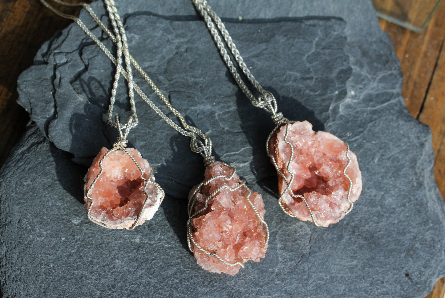 Pink Amethyst Large Geode Pendant