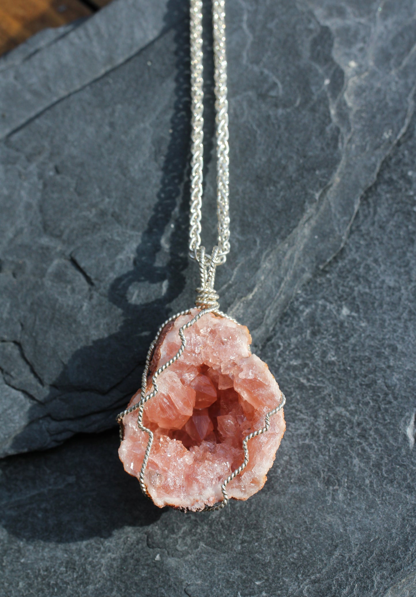 Pink Amethyst Large Geode Pendant