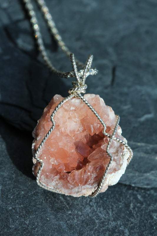 Pink Amethyst Small Geode Pendant