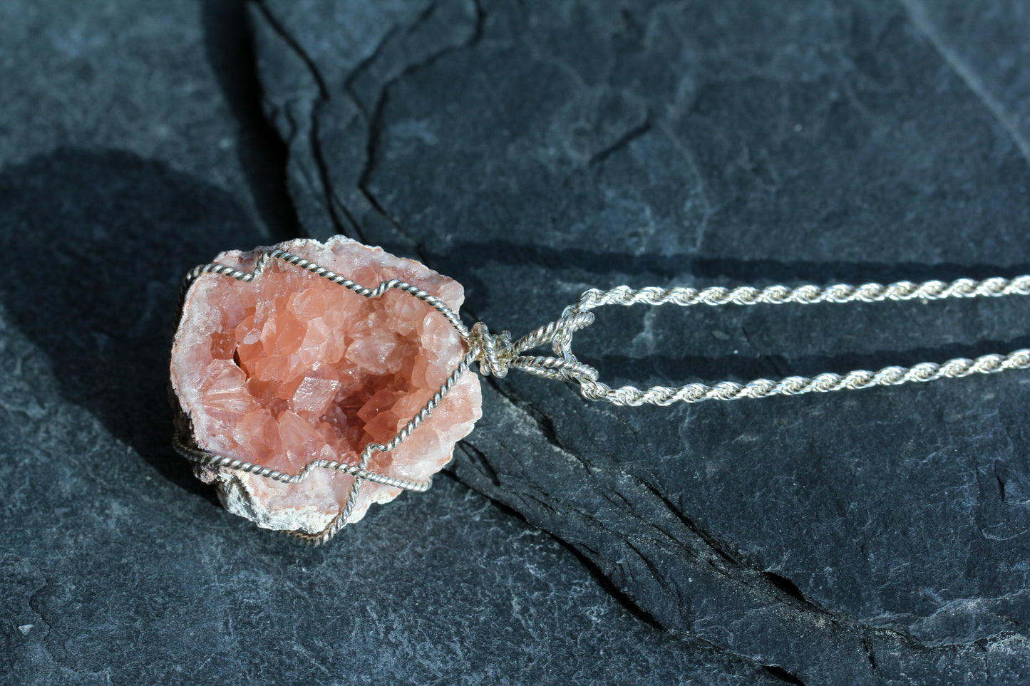 Pink Amethyst Small Geode Pendant