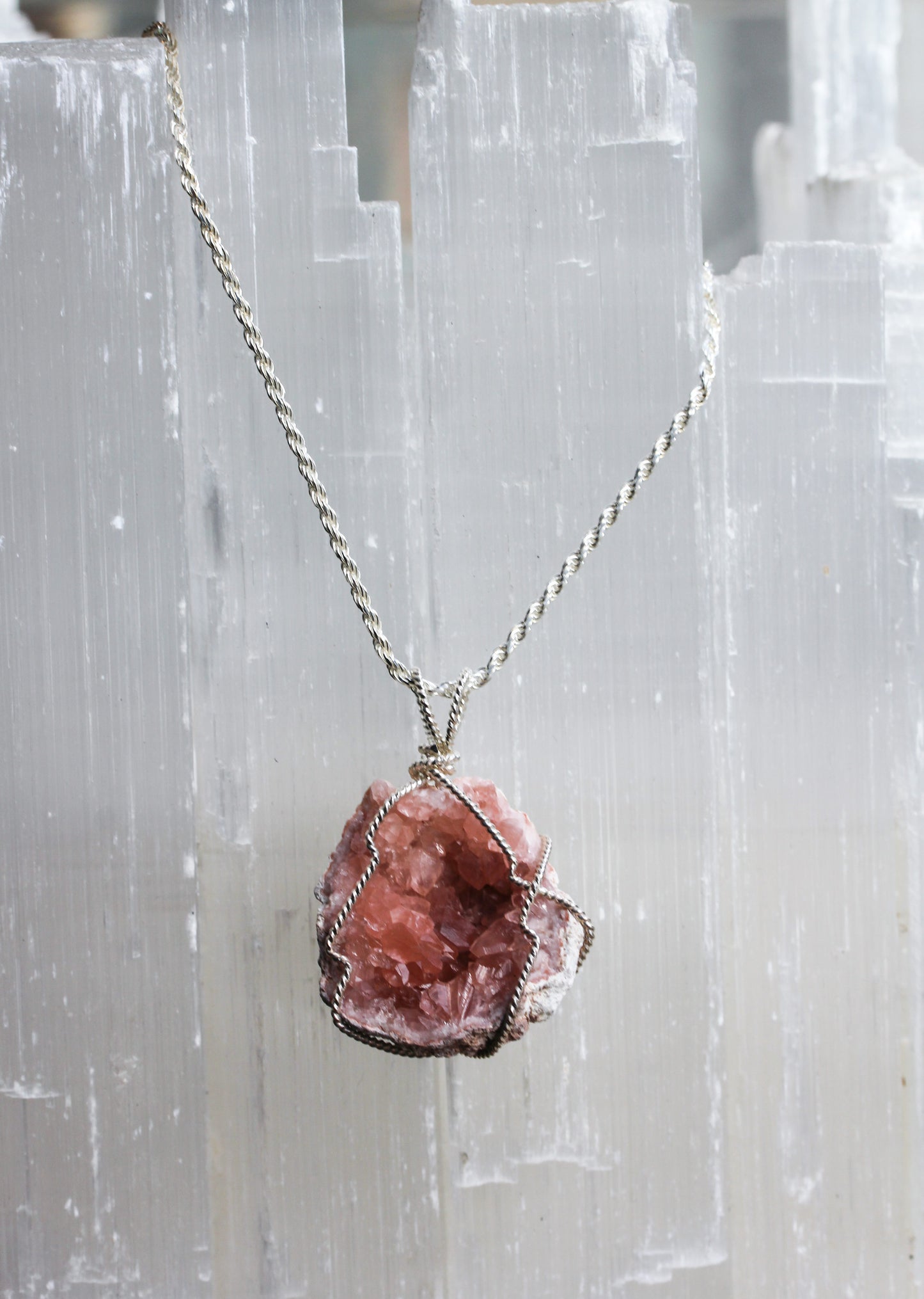Pink Amethyst Small Geode Pendant