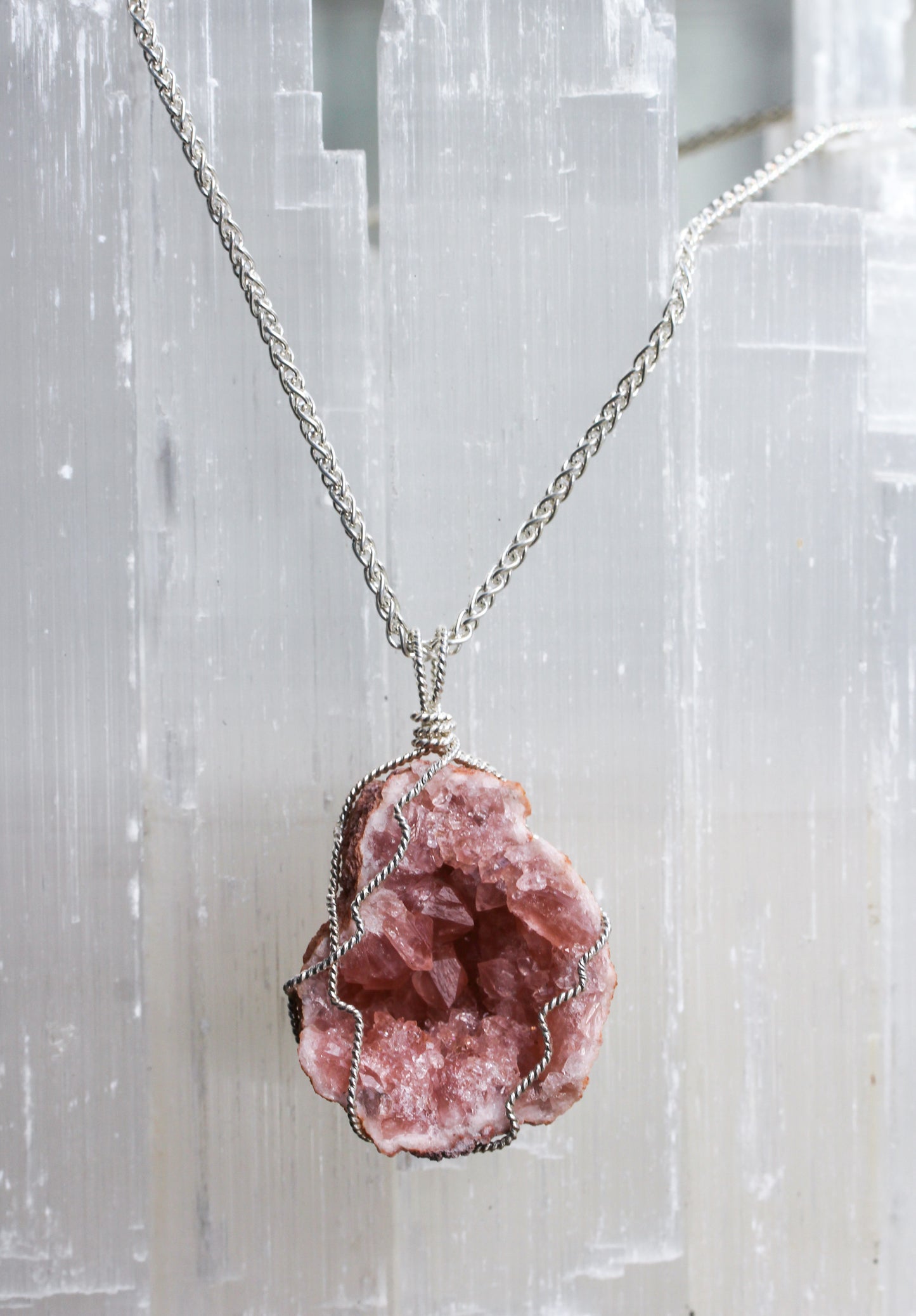 Pink Amethyst Large Geode Pendant