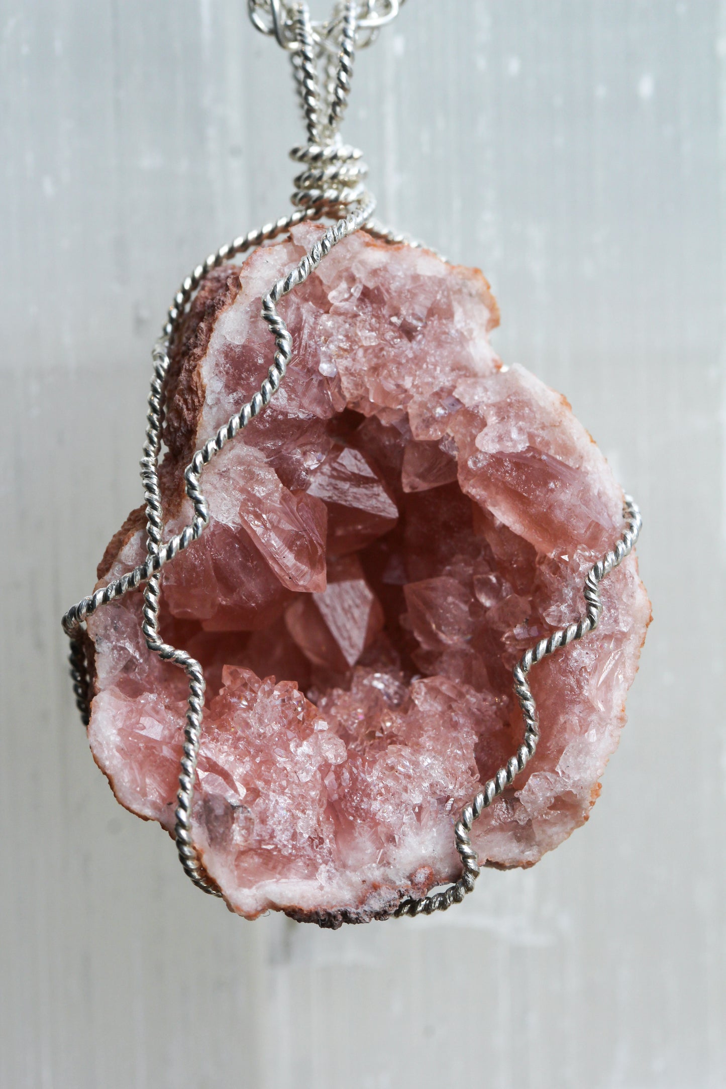Pink Amethyst Large Geode Pendant