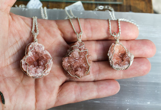 Pink Amethyst Large Geode Pendant