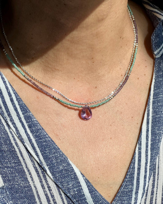 Amethyst Silver Layered Necklace