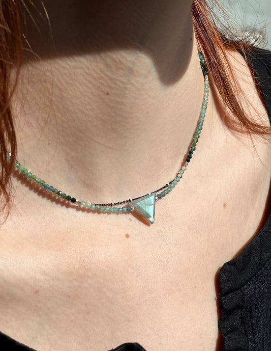 Labradorite Indicolite Tourmaline Multi Strand Necklace