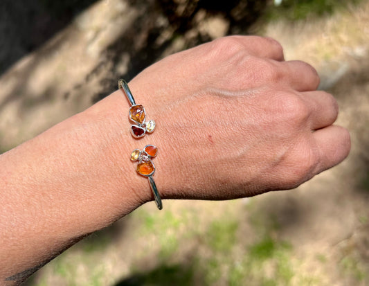 Citrine Carnelian Silver Flex Bracelet