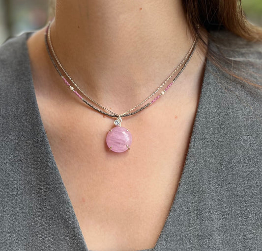 Kunzite Beaded Multi Strand Necklace