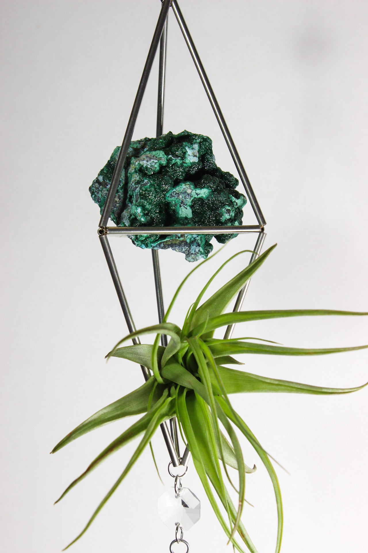Malachite Stained Glass Sun Catcher with Air Plant