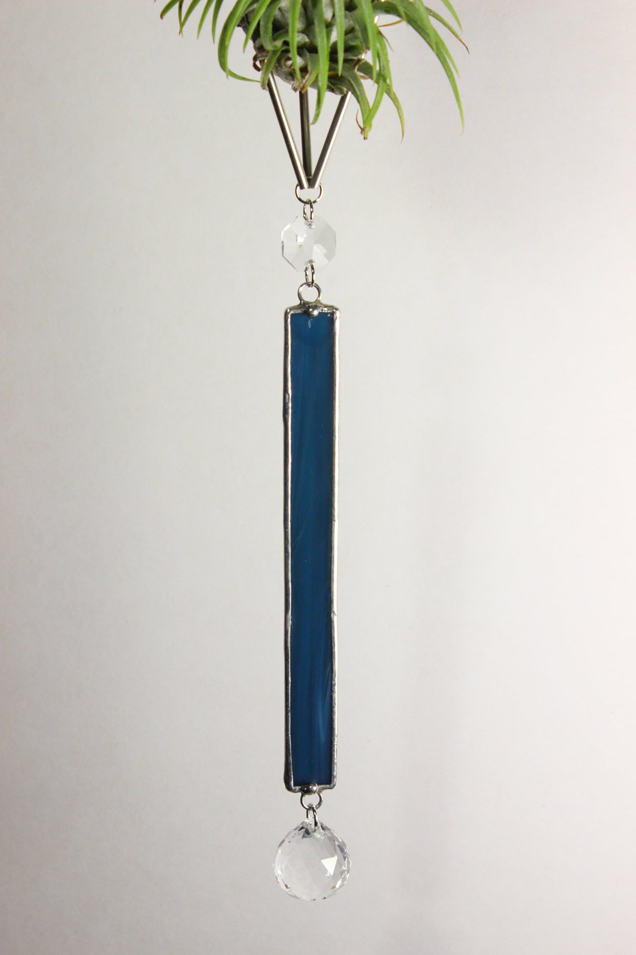 Celestite Crystal Stained Glass Sun Catcher with Air Plant
