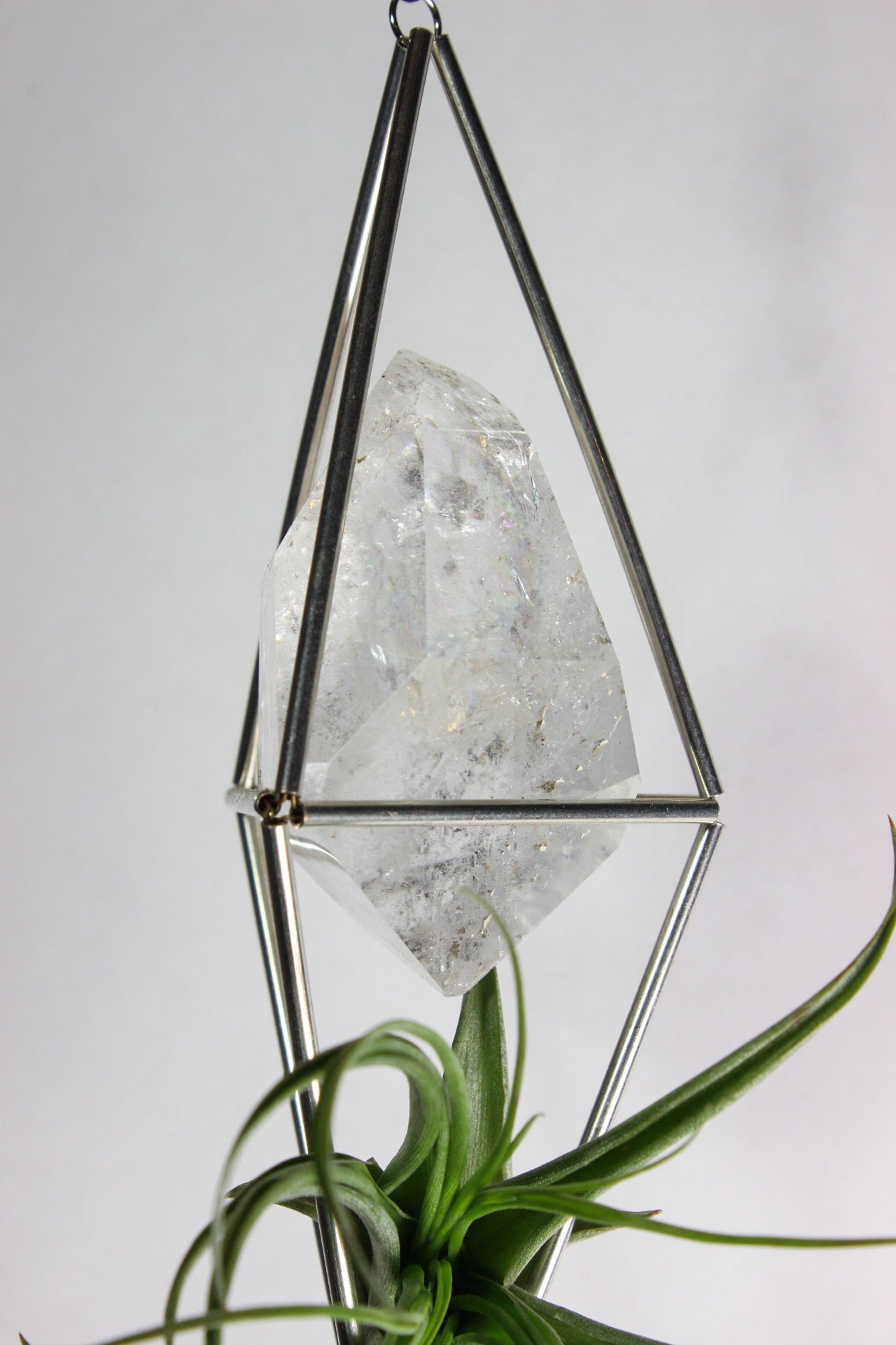 Quartz Bevel Glass Sun Catcher with Air Plant