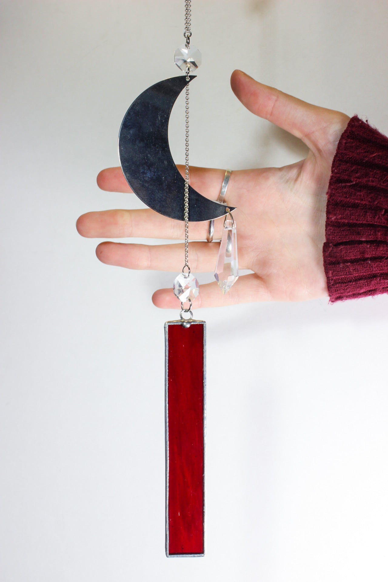 Red Moon Stained Glass Sun Catcher
