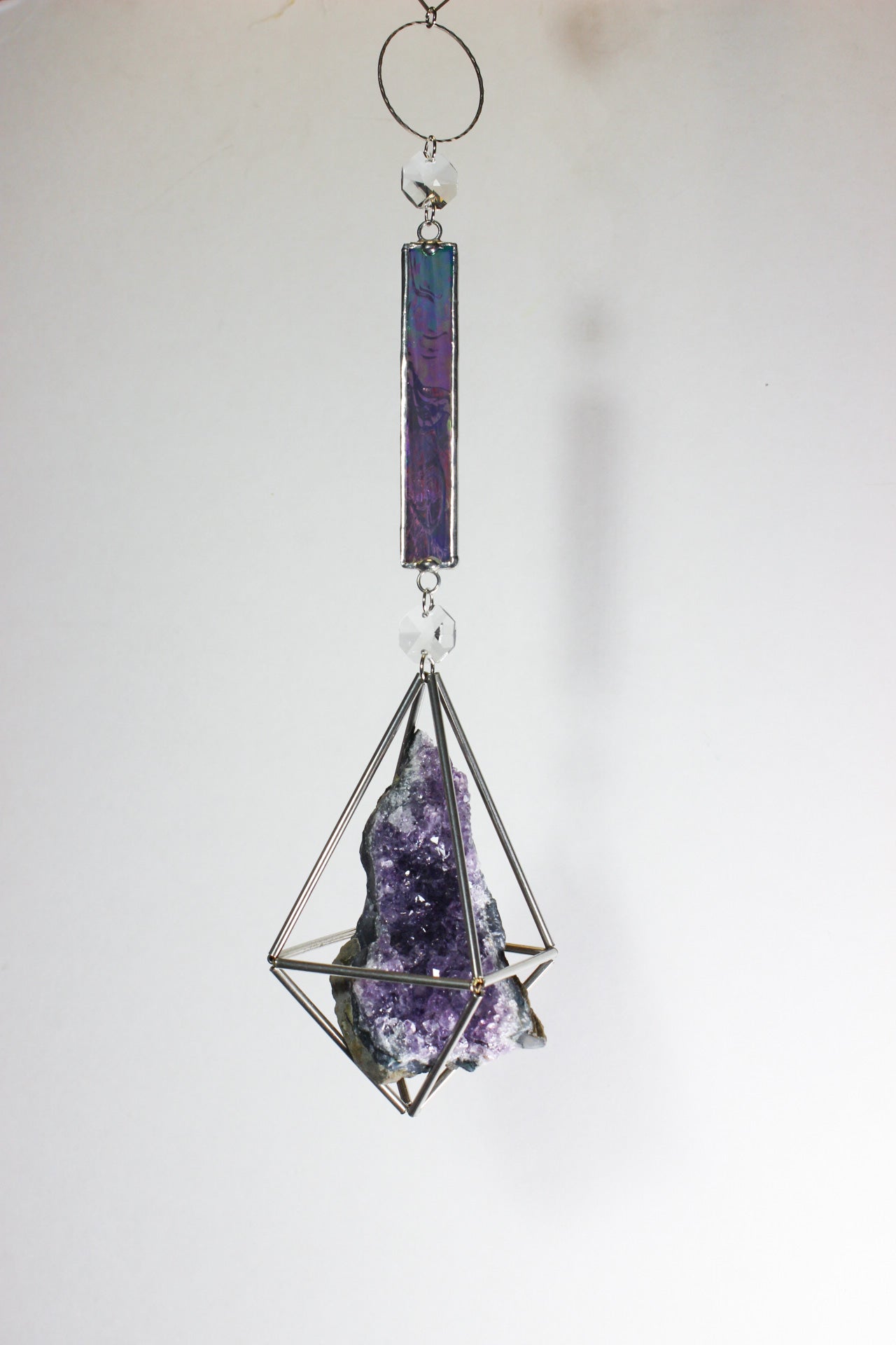 Amethyst Druzy Stained Glass Sun Catcher