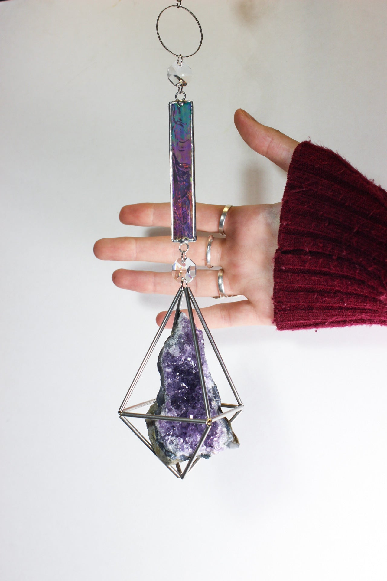 Amethyst Druzy Stained Glass Sun Catcher
