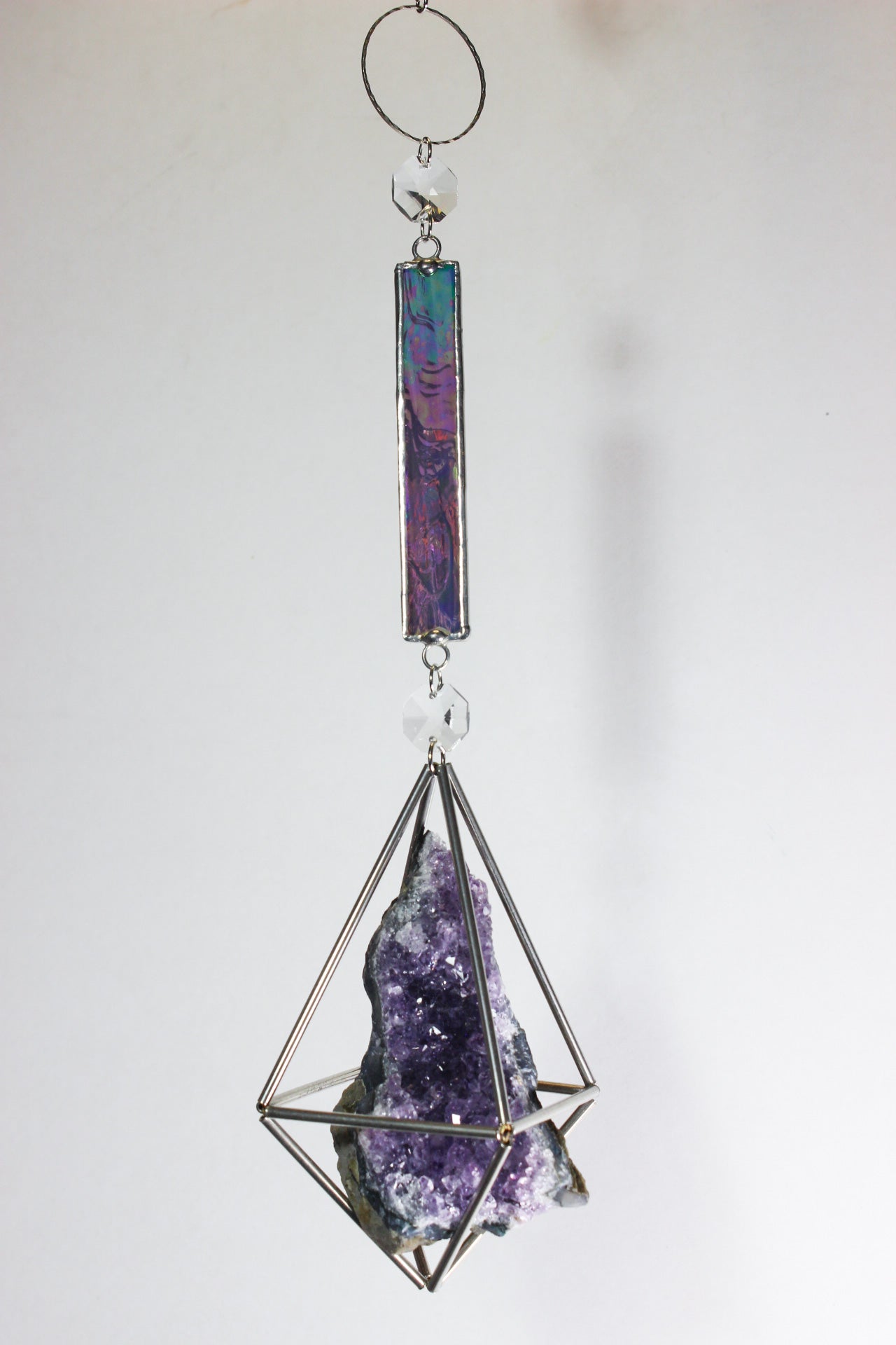Amethyst Druzy Stained Glass Sun Catcher