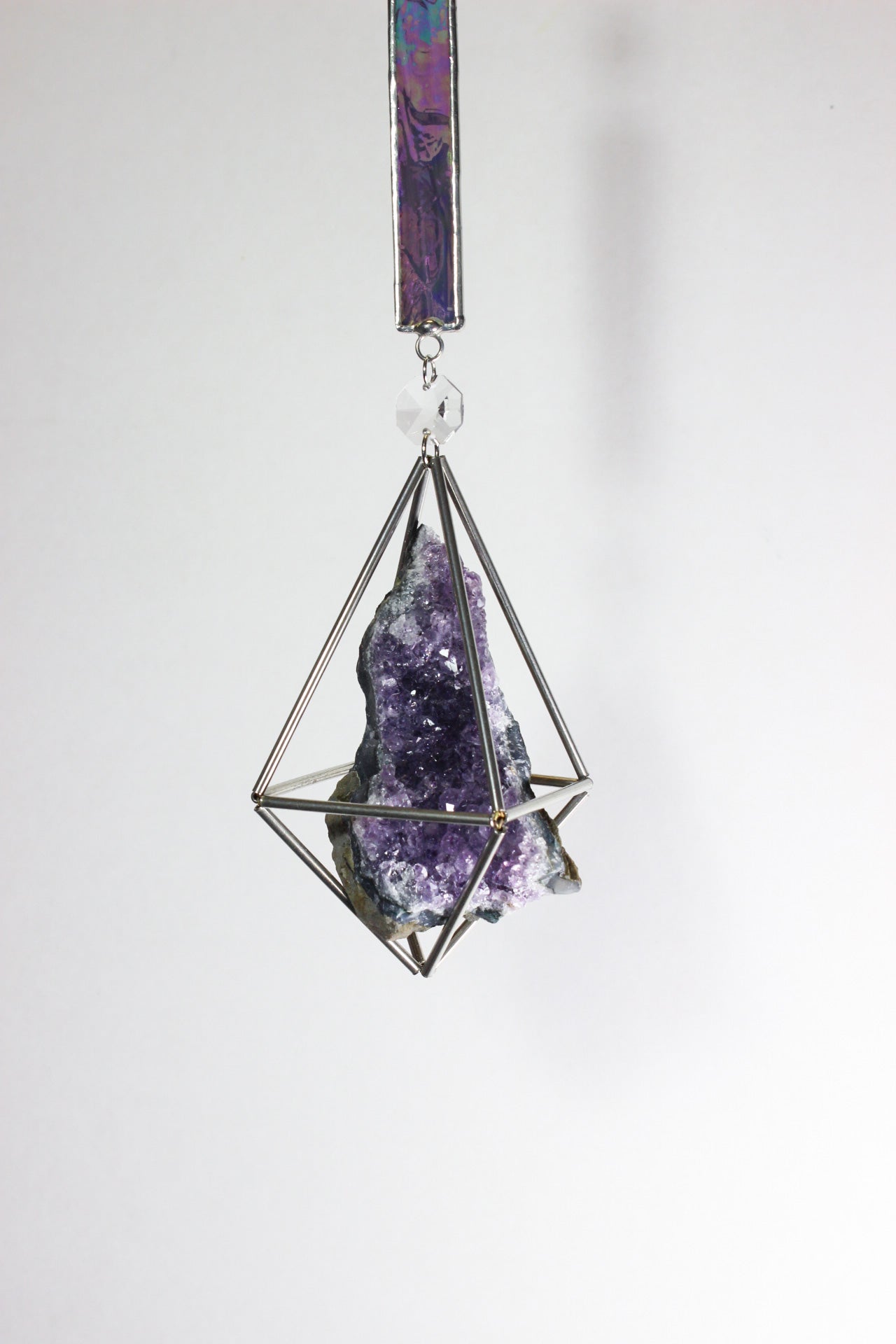 Amethyst Druzy Stained Glass Sun Catcher