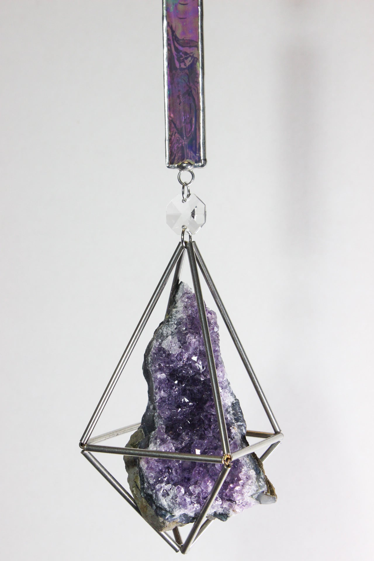 Amethyst Druzy Stained Glass Sun Catcher
