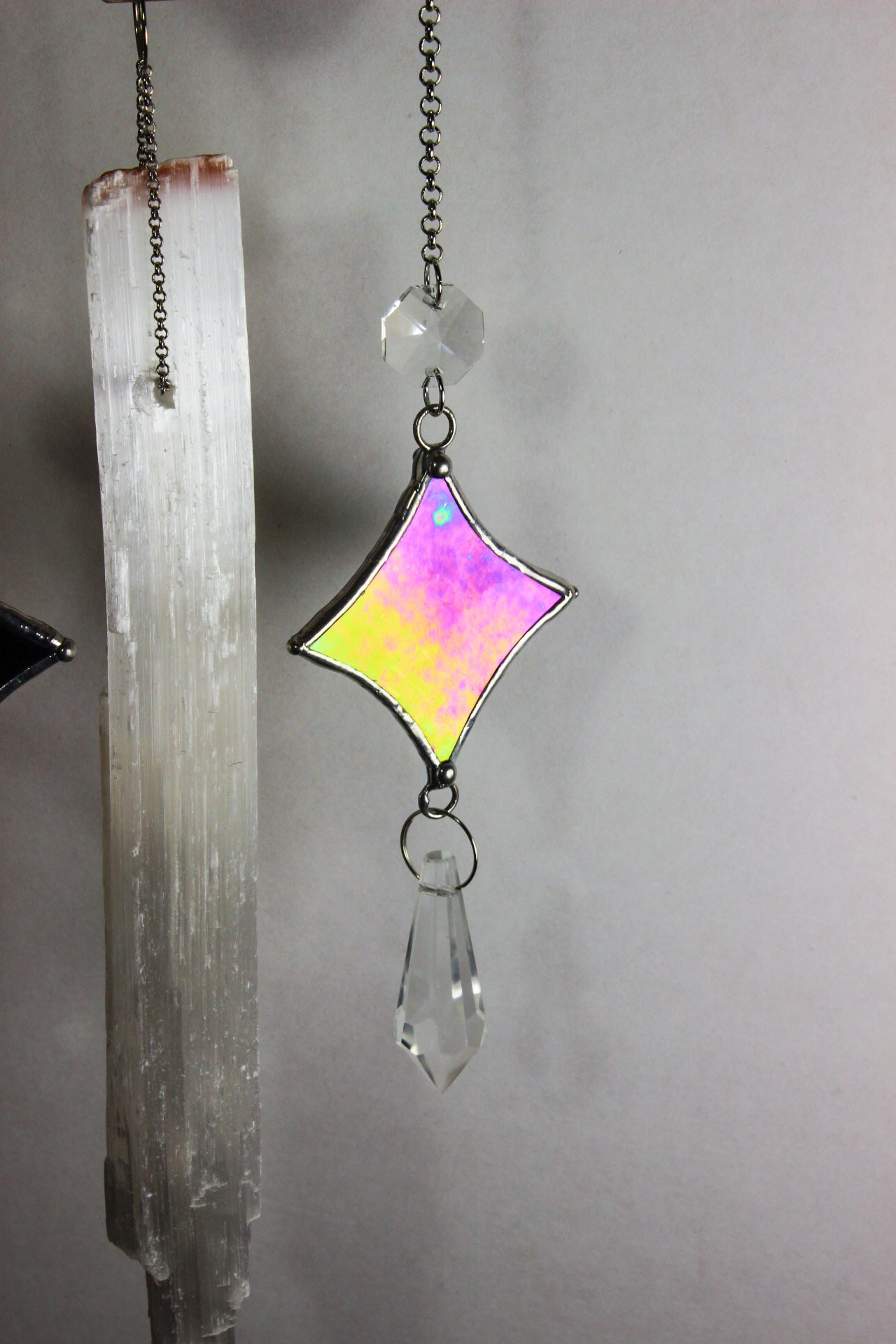 Iridescent Moon Goddess Selenite Sun Catcher Chandelier
