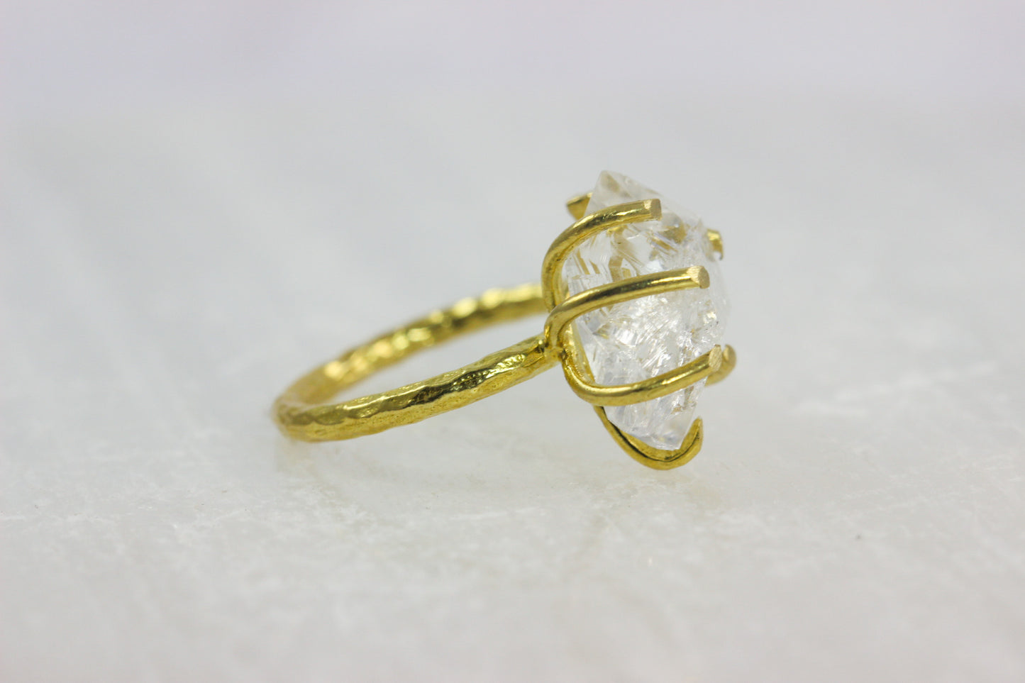 Herkimer Diamond Crystal Moon Ring
