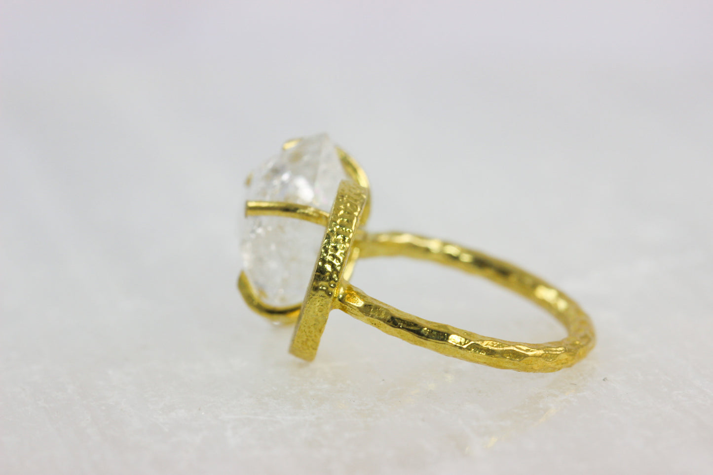 Herkimer Diamond Crystal Moon Ring
