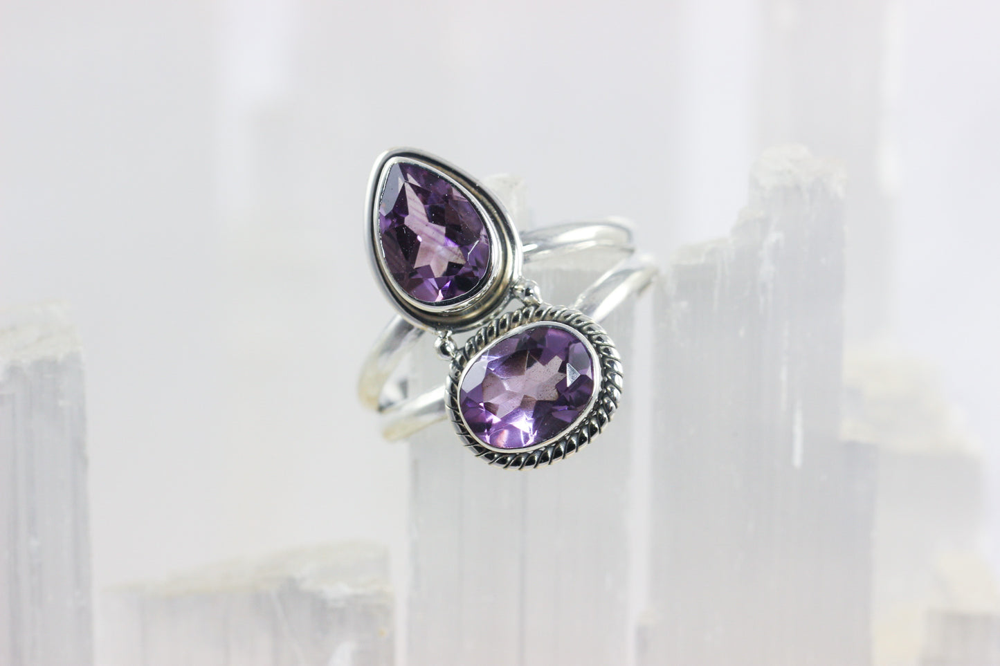 Amethyst Two Stone Ring
