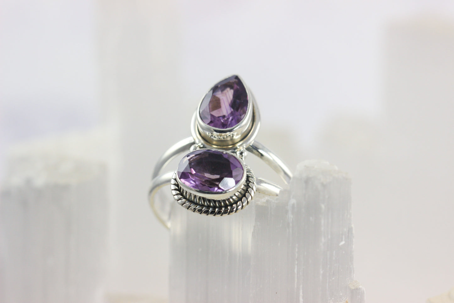 Amethyst Two Stone Ring