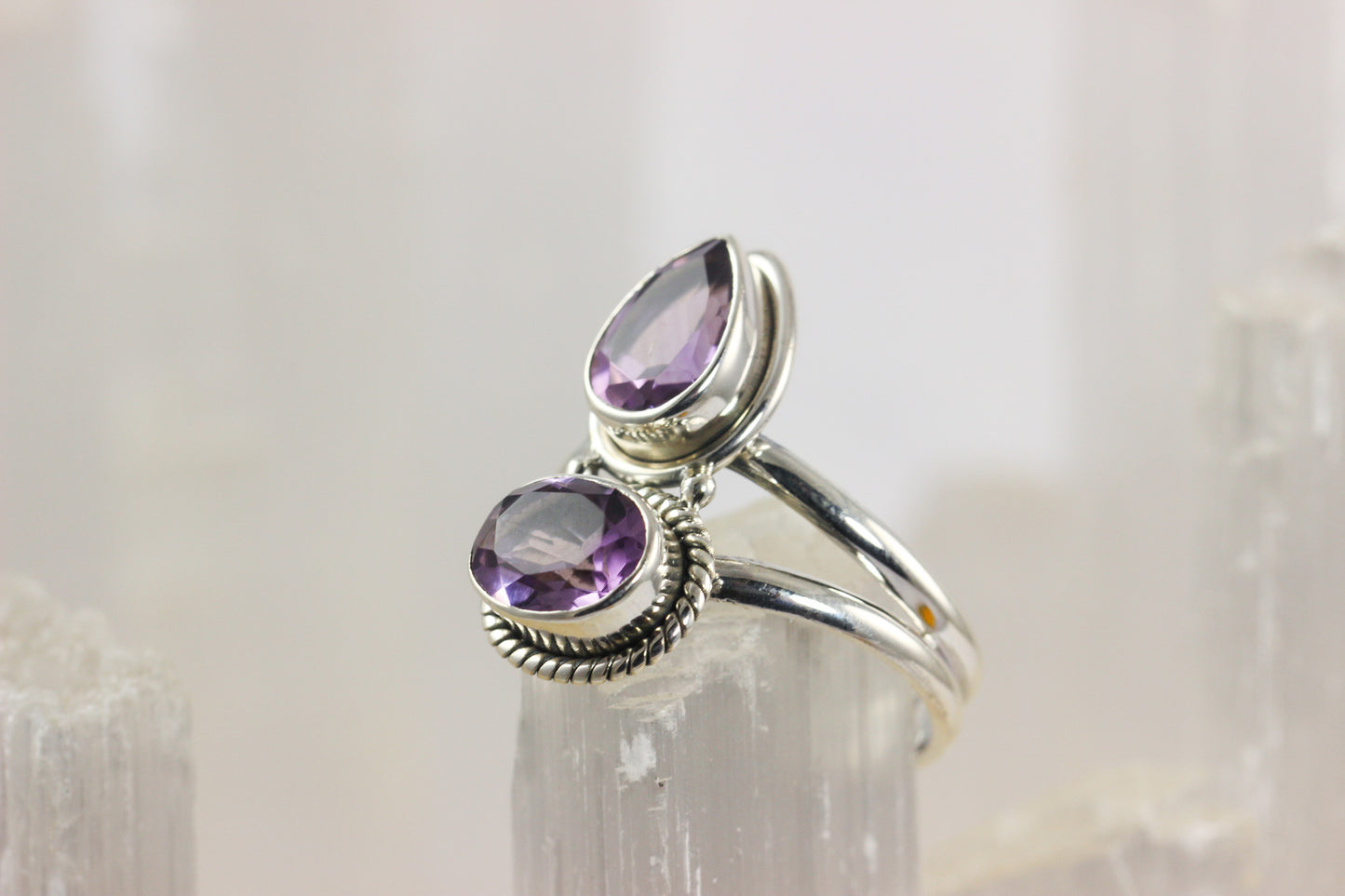 Amethyst Two Stone Ring
