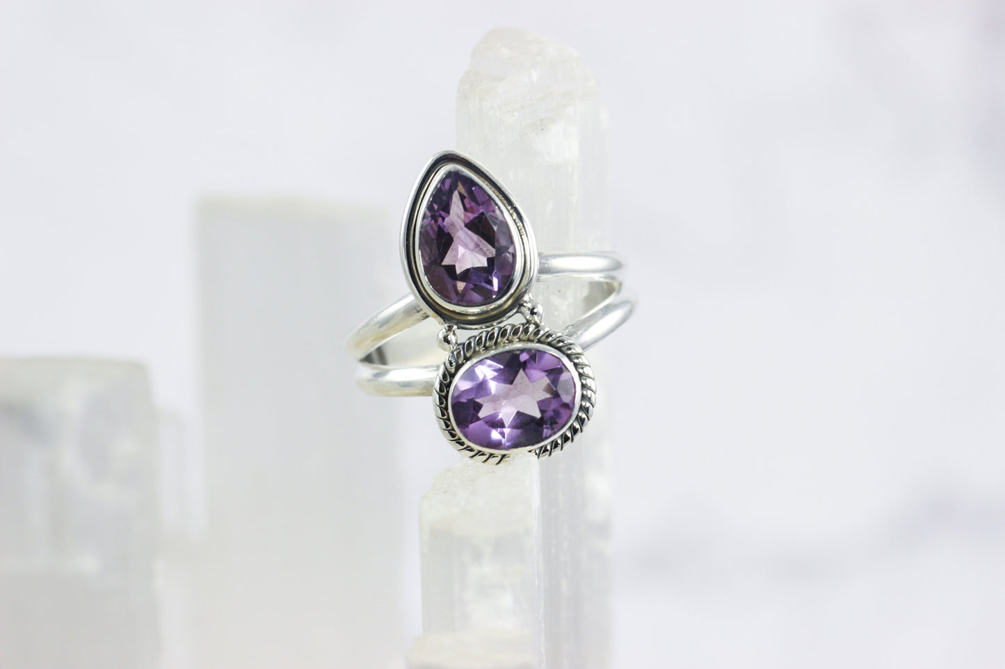 Amethyst Two Stone Ring