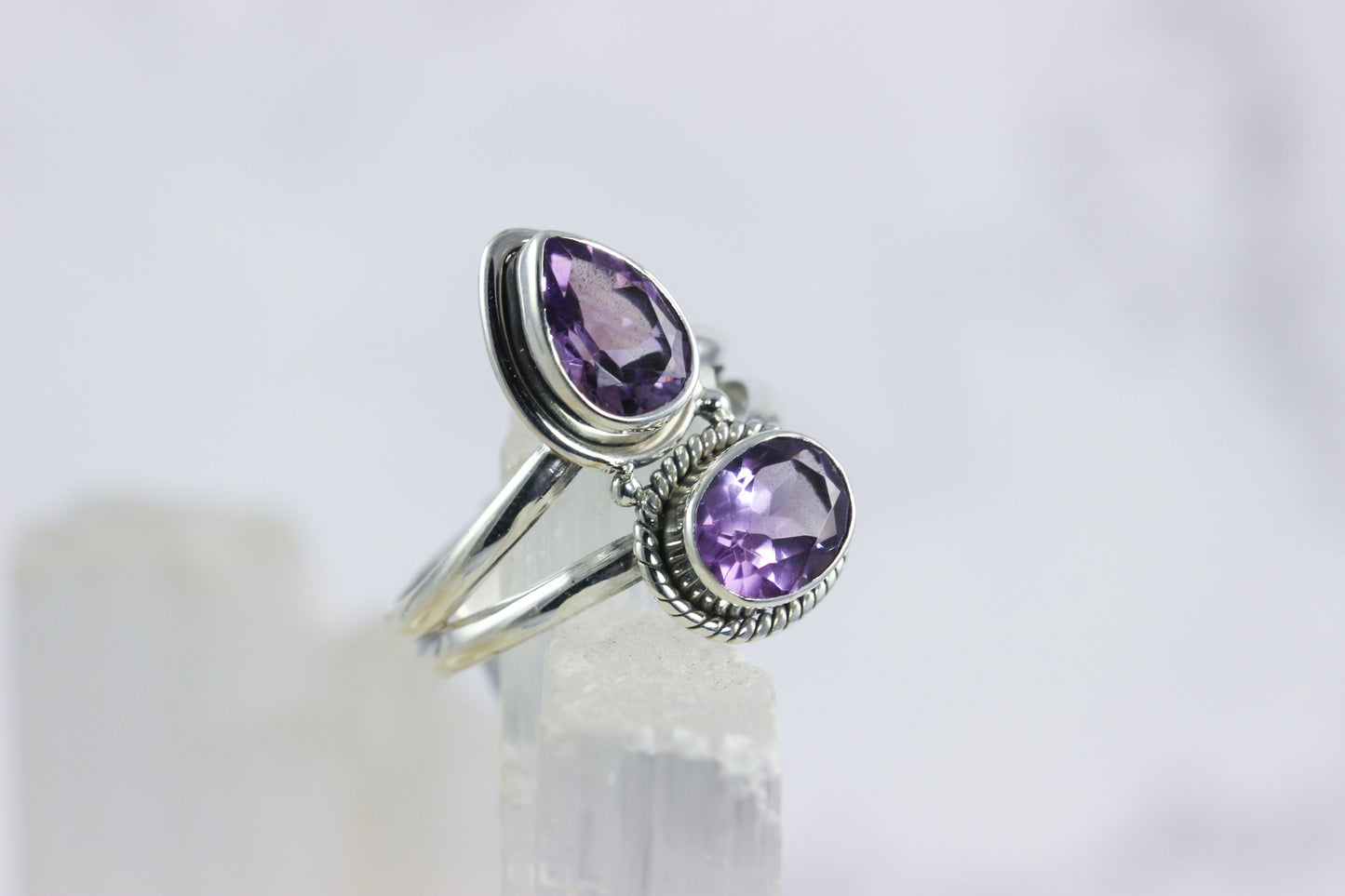 Amethyst Two Stone Ring