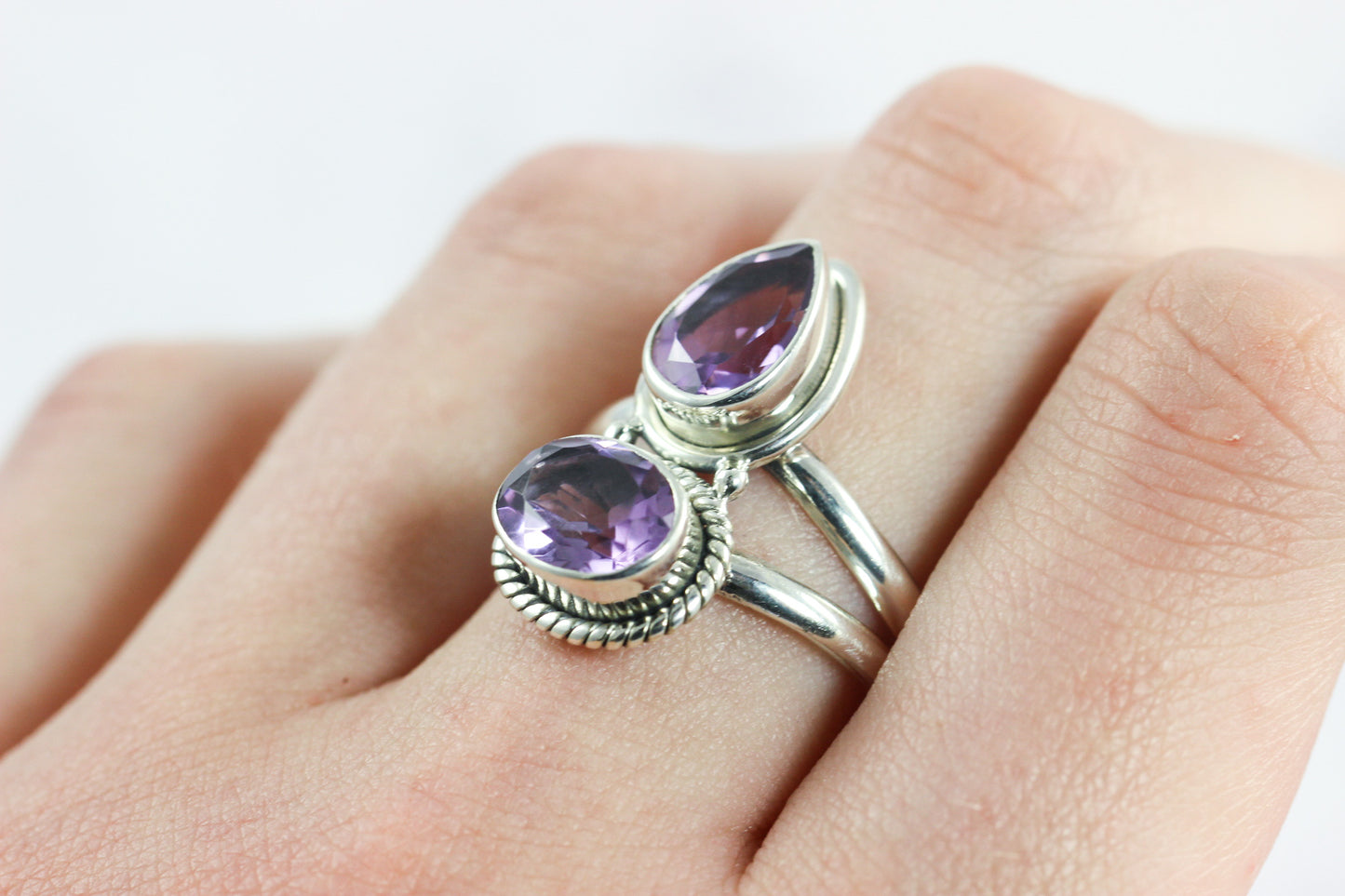 Amethyst Two Stone Ring