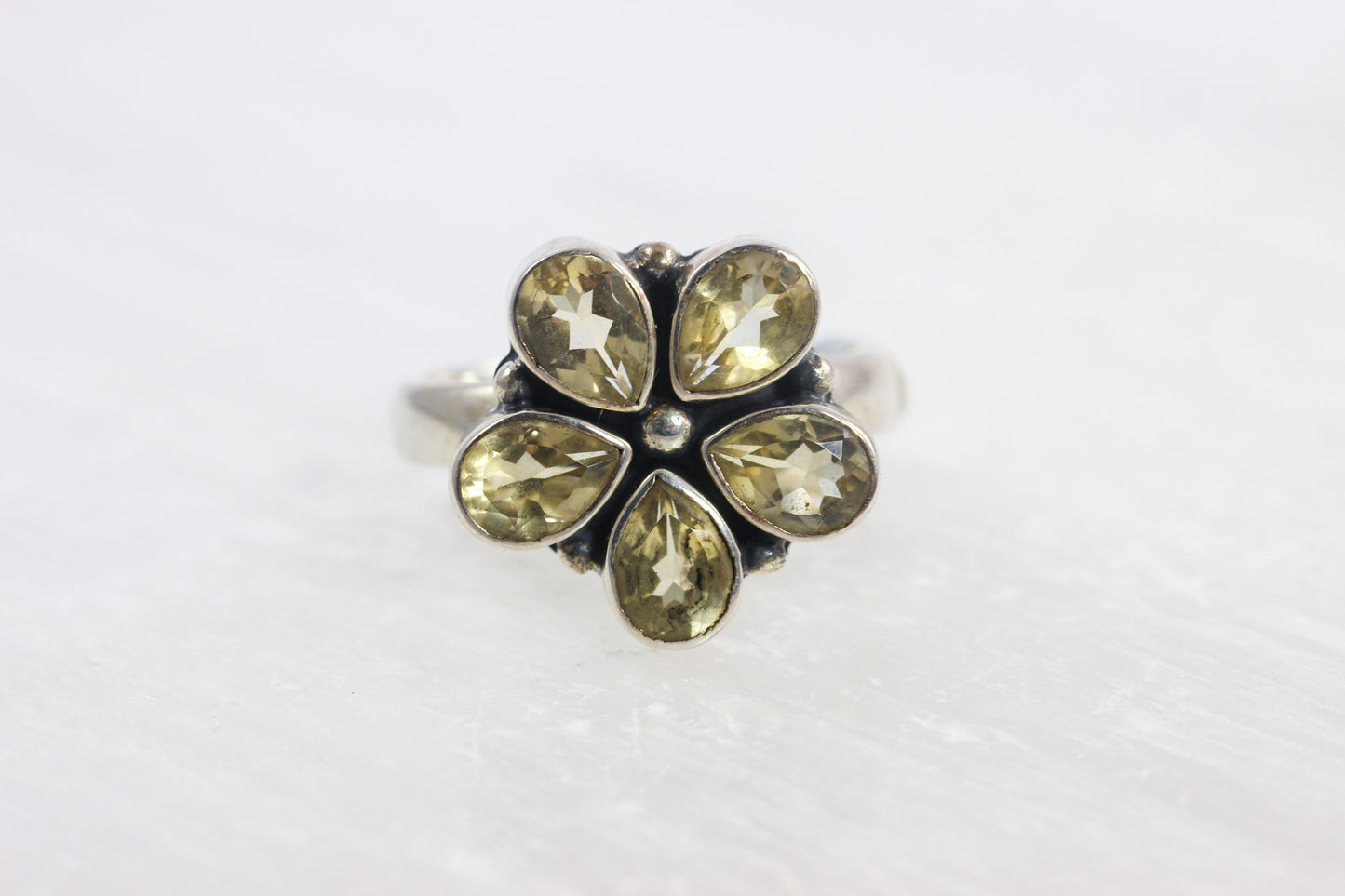 Citrine Flower Ring