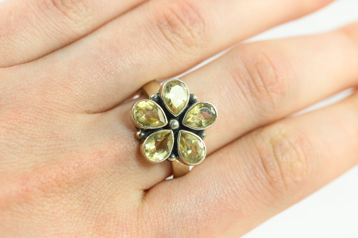 Citrine Flower Ring