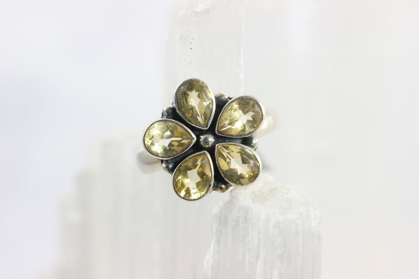 Citrine Flower Ring
