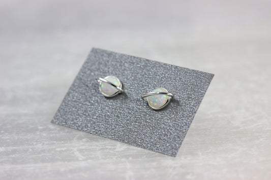 Opal Saturn Stud Earrings