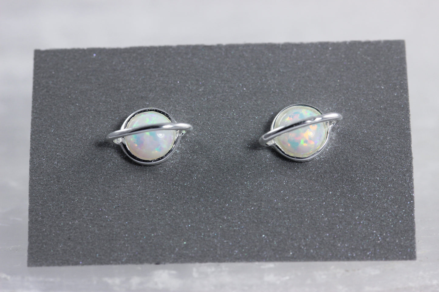 Opal Saturn Stud Earrings