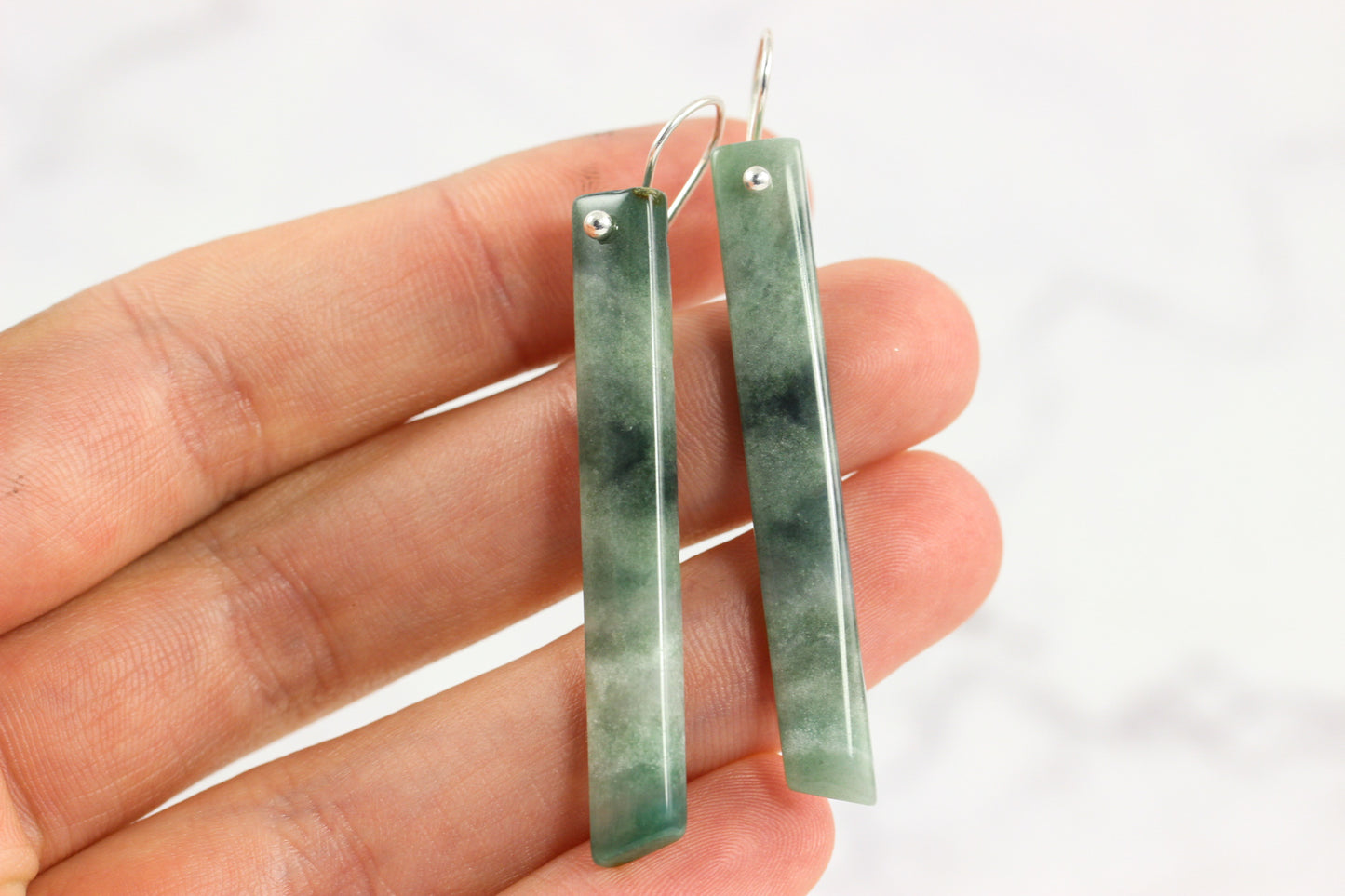 Mountain Jade Stick Earrings