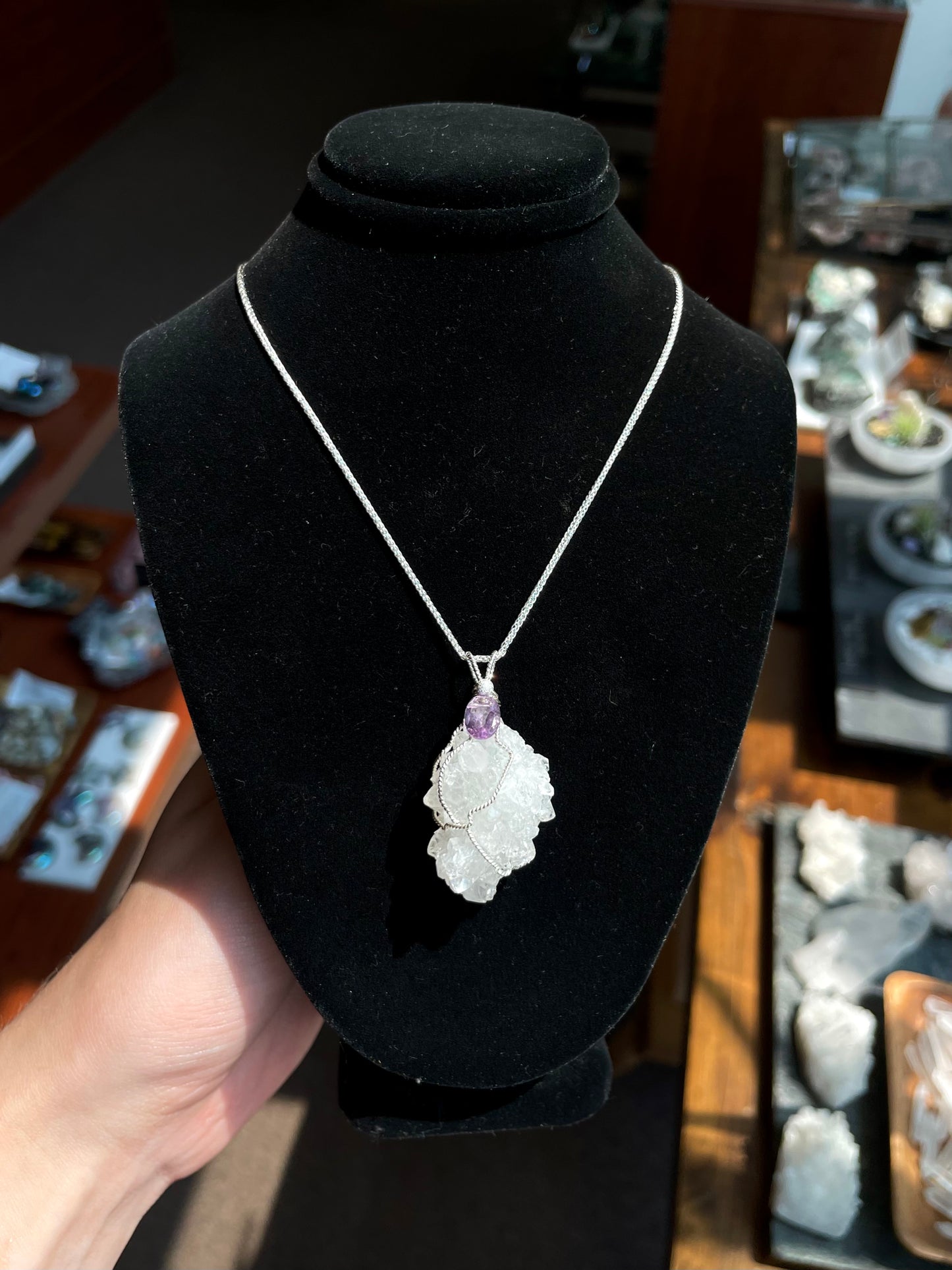 Apophyllite Crystal Amethyst Pendant