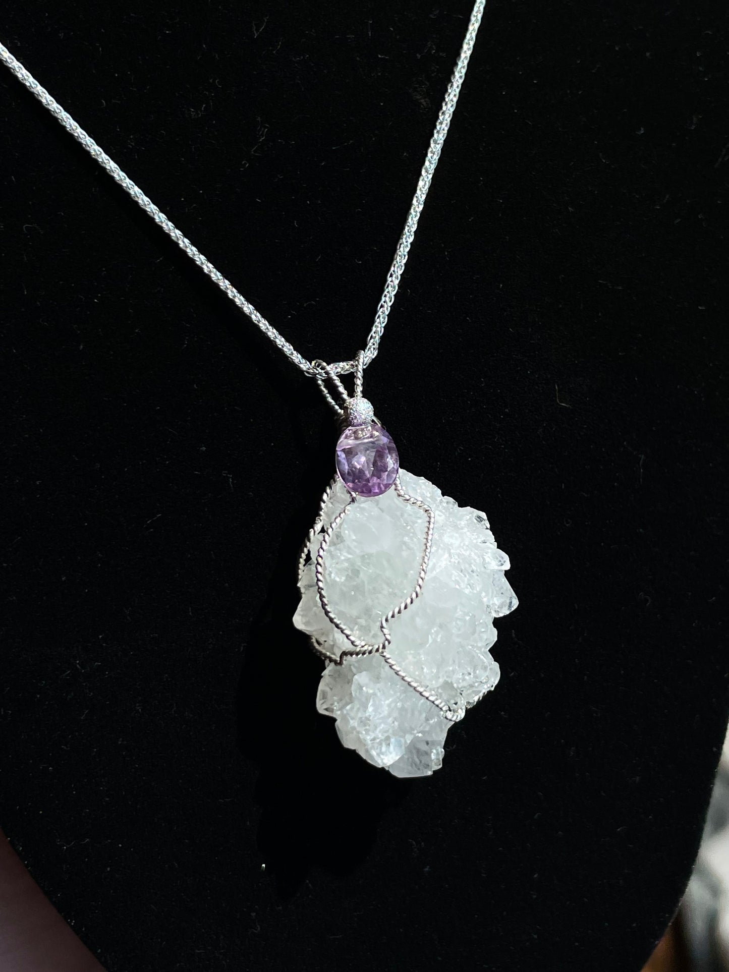 Apophyllite Crystal Amethyst Pendant