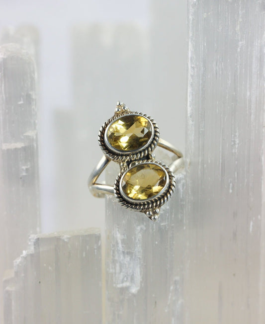Citrine Two Stone Ring