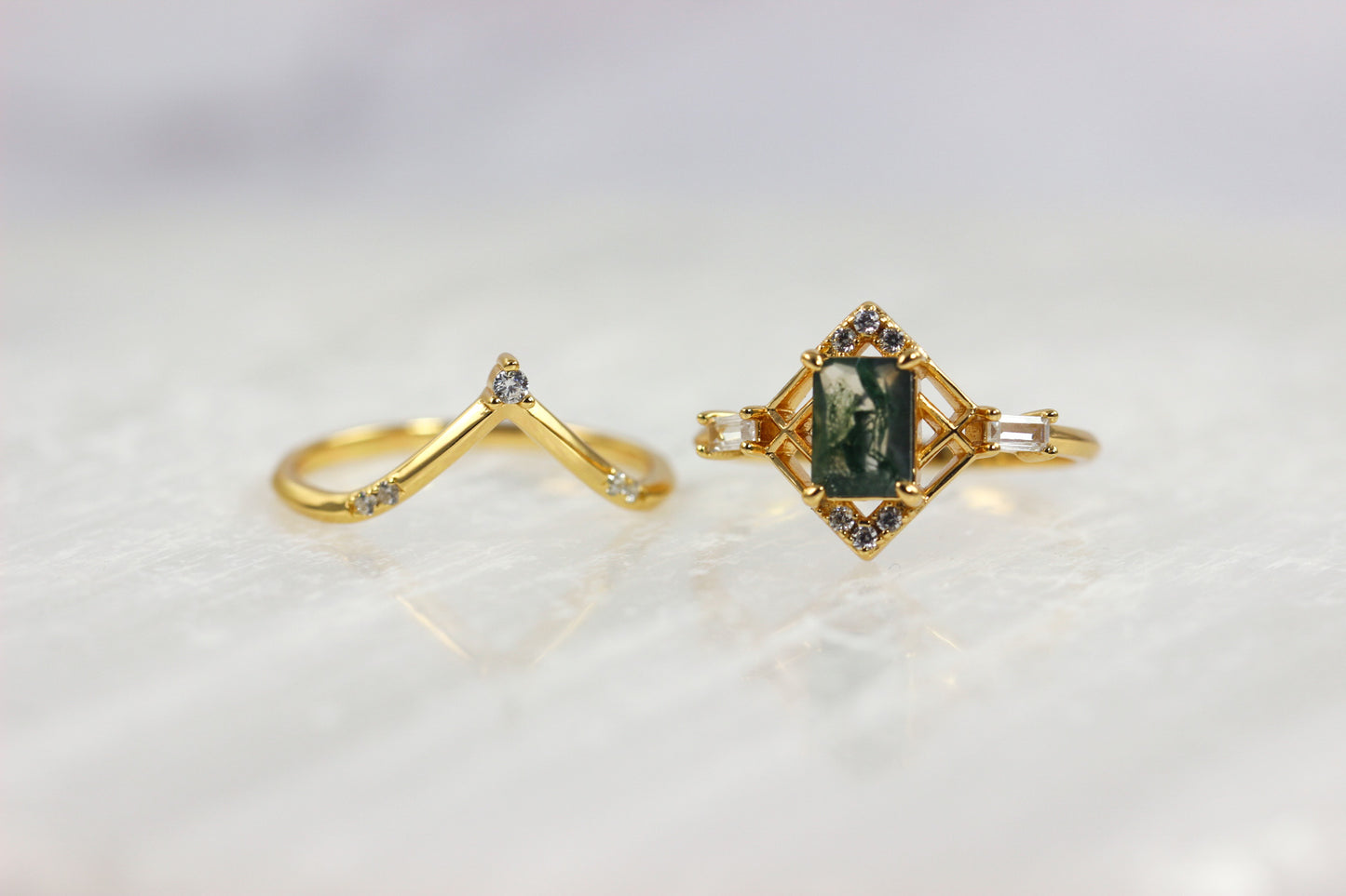 Moss Agate Stacking Rings