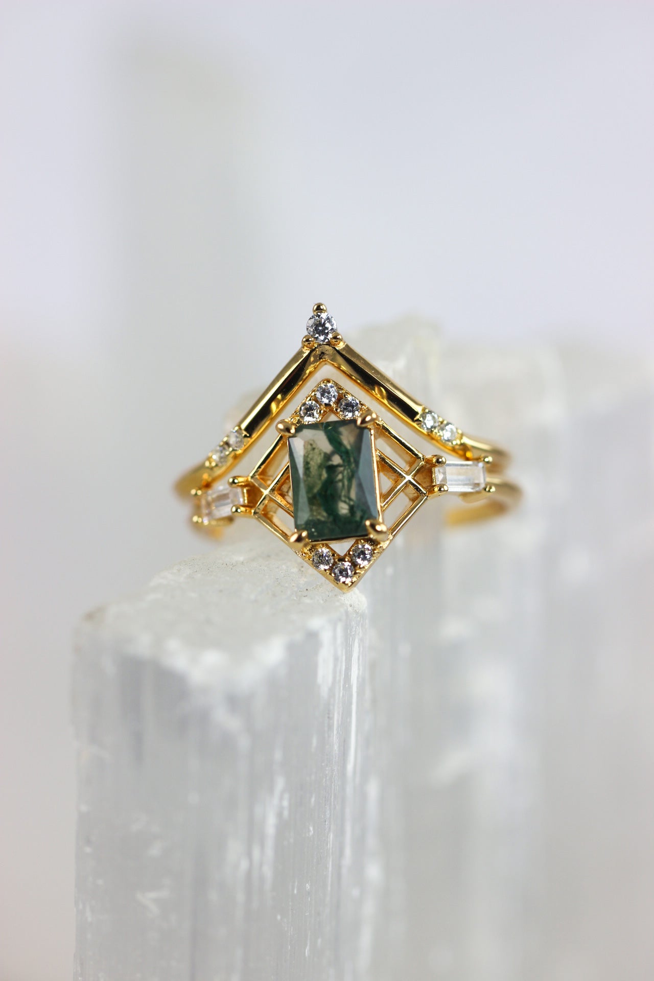 Moss Agate Stacking Rings
