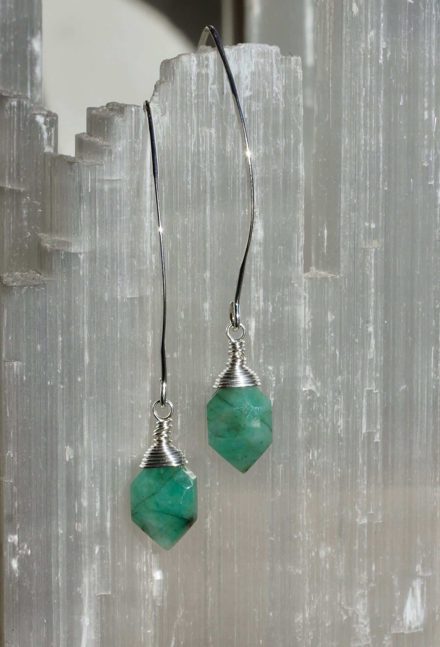 Emerald V Wire Earrings