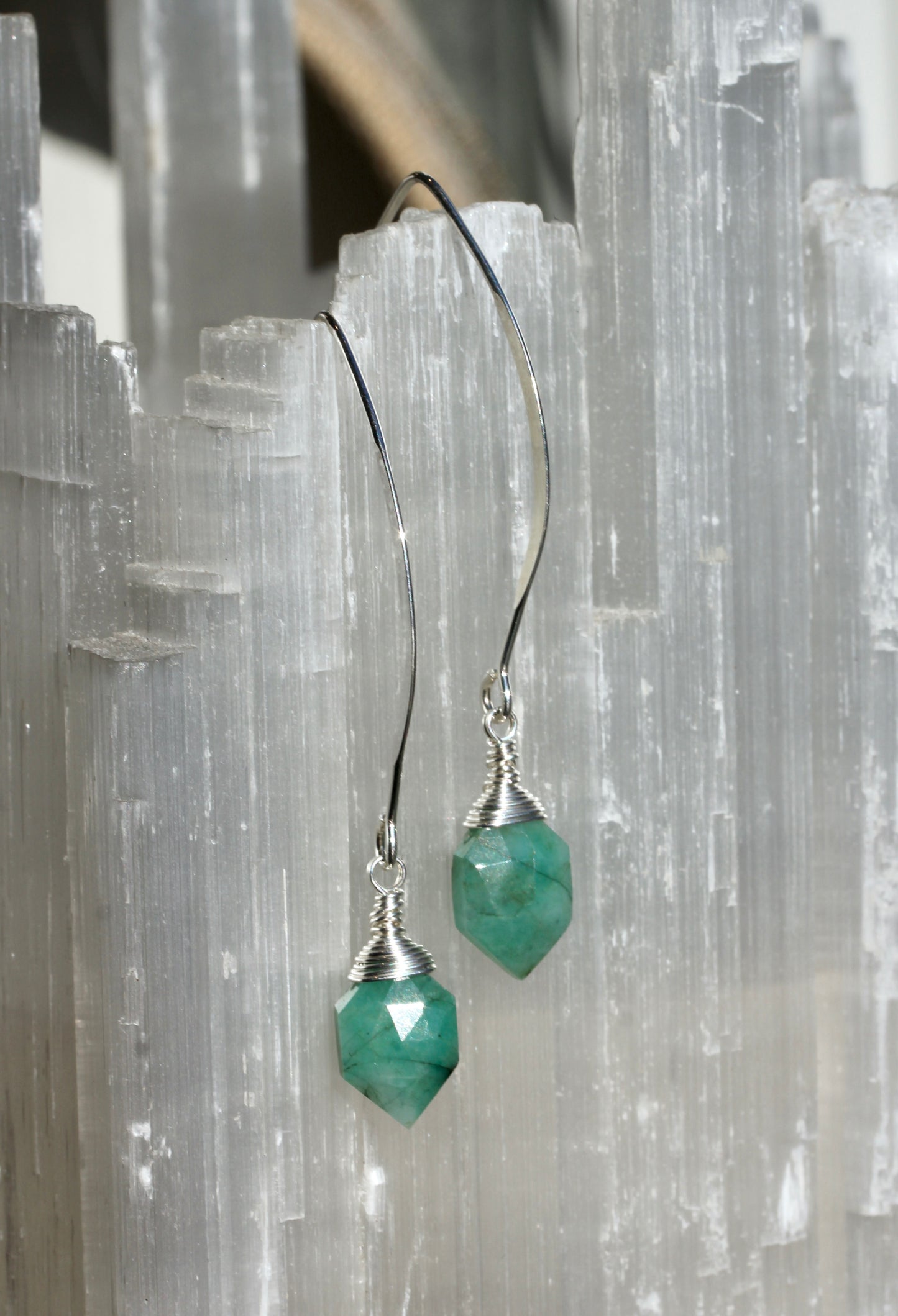 Emerald V Wire Earrings