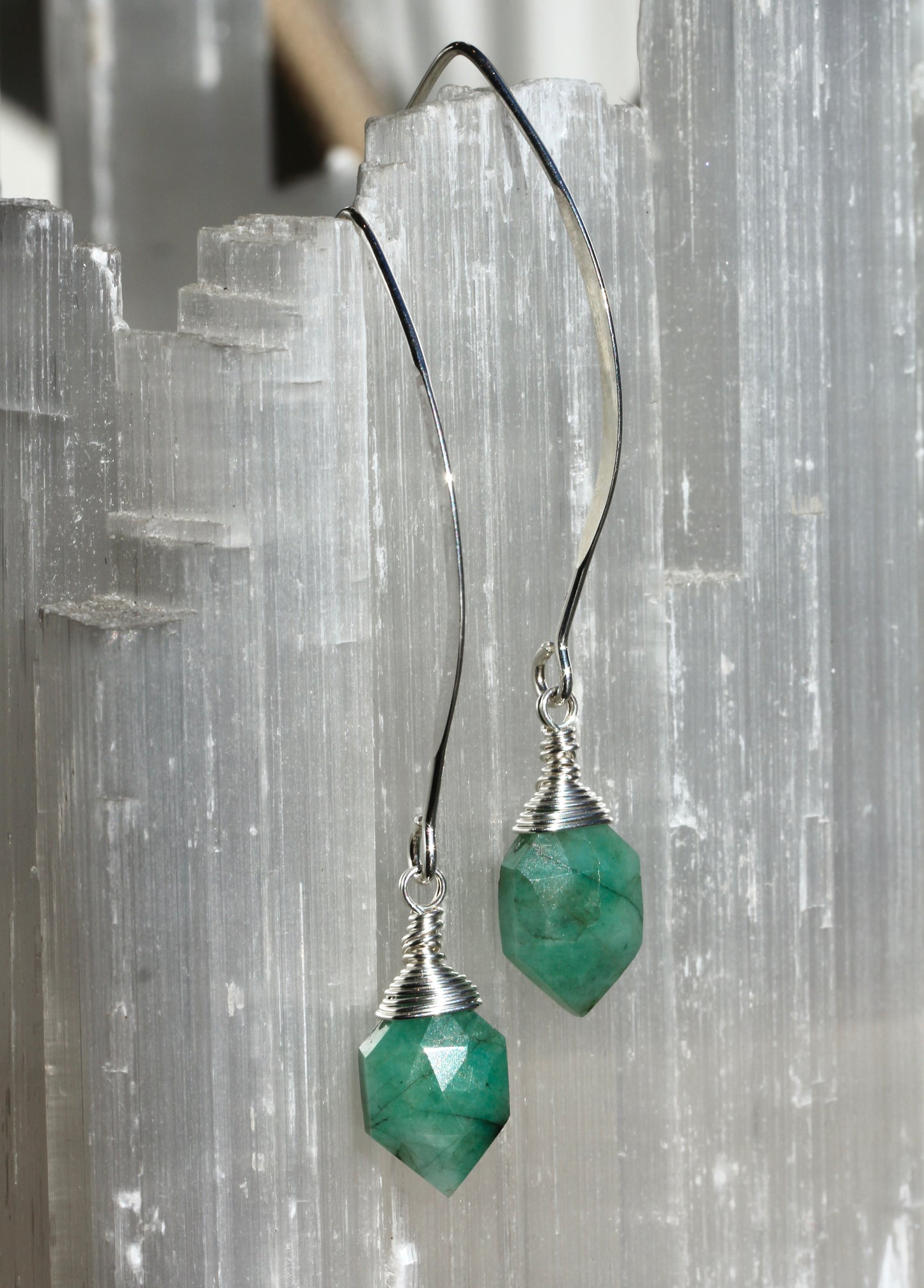 Emerald V Wire Earrings